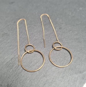 Circle Link Threader Earrings - Gold